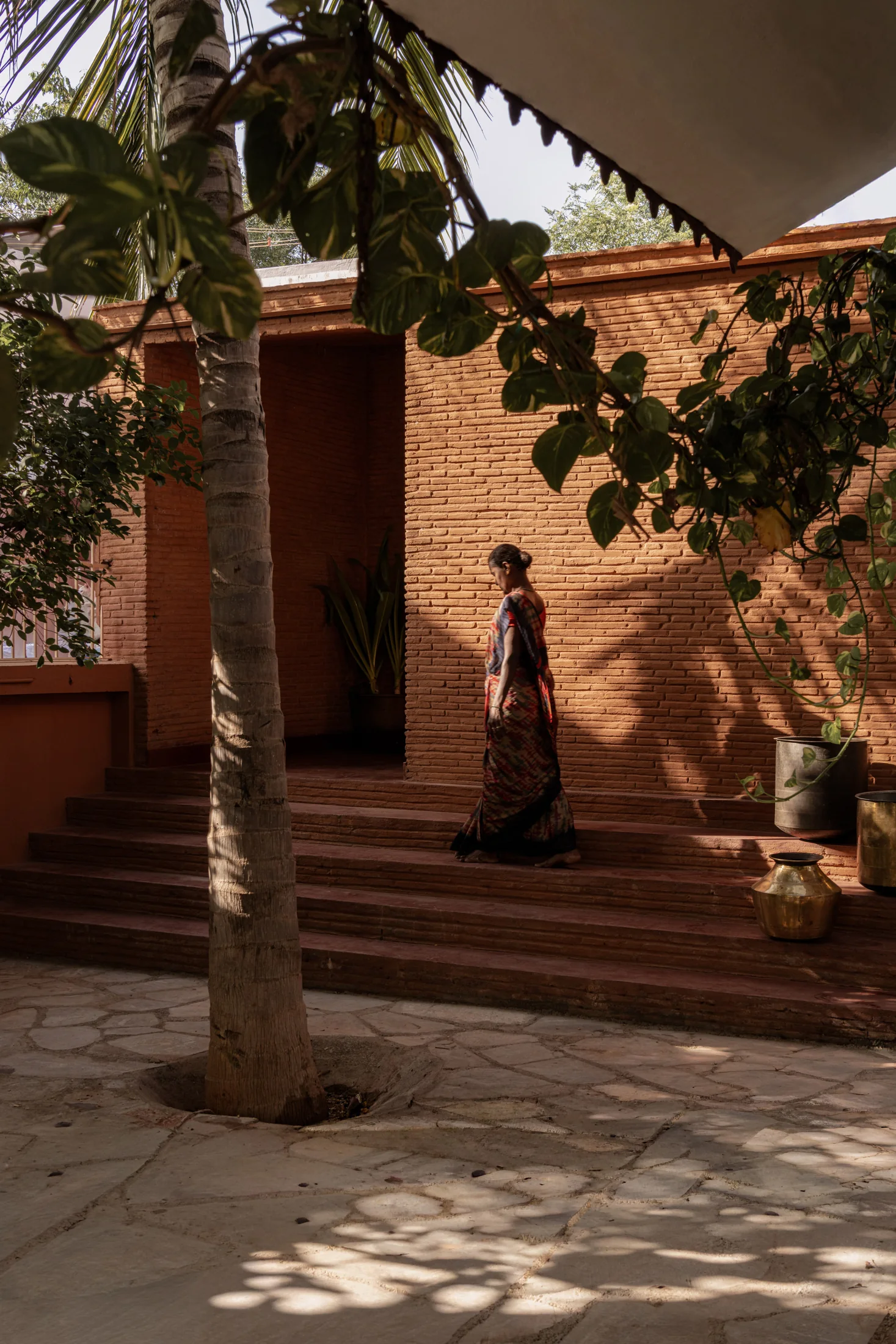 The shaded brick entrance and veranda