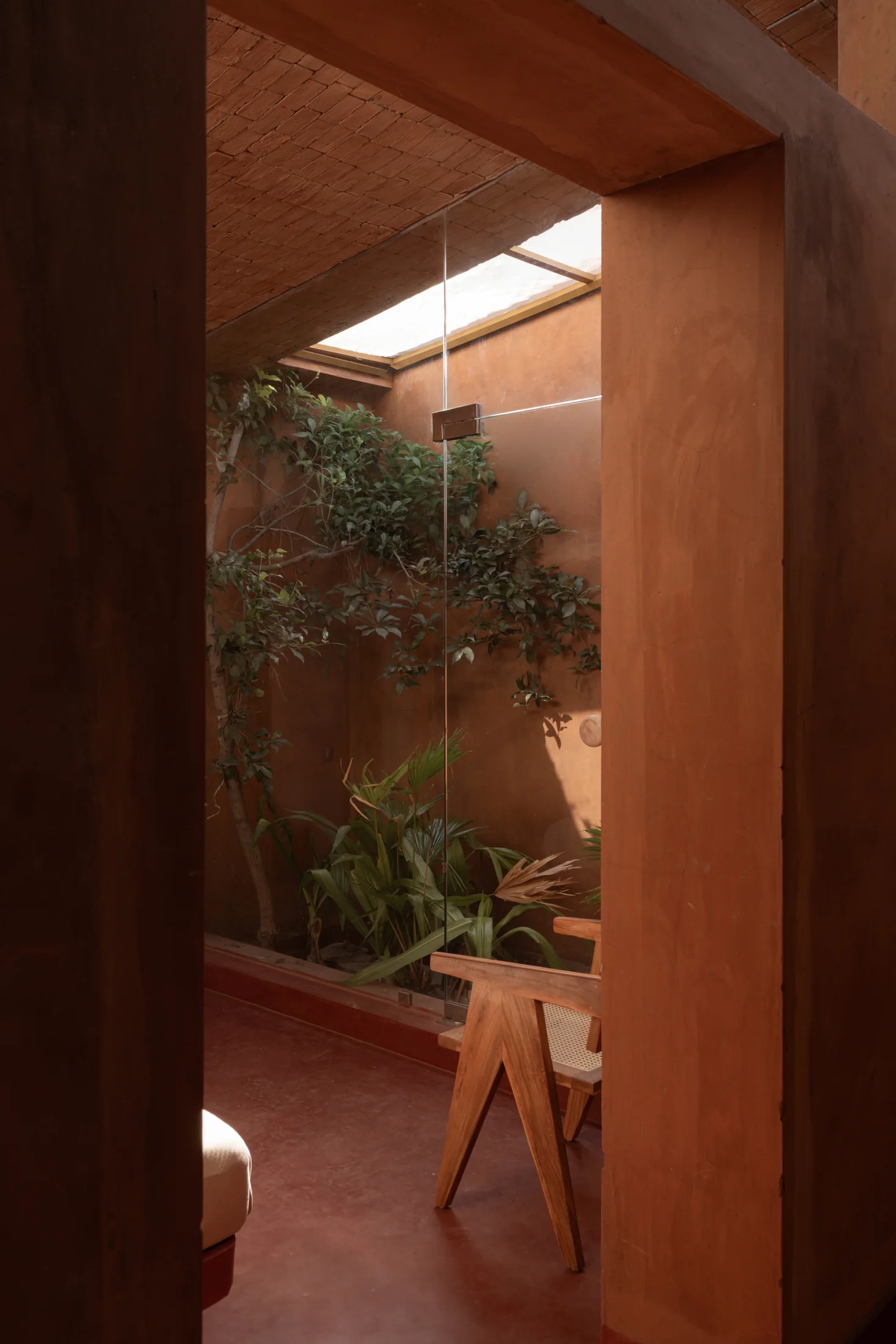 Courtyard planting and earthen walls
